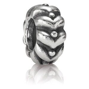 PANDORA Heart Beats Spacer Authentic Sterling Silver Charm Love Romance LIfe